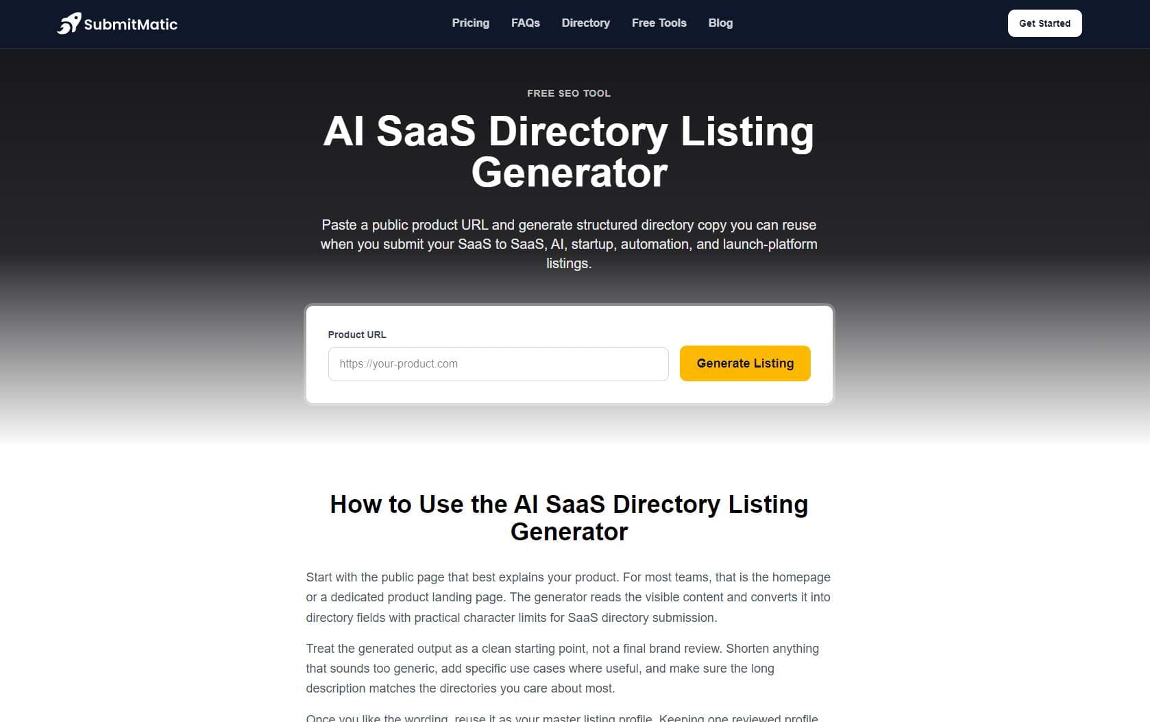 AI SaaS Directory Listing Generator - Product Image