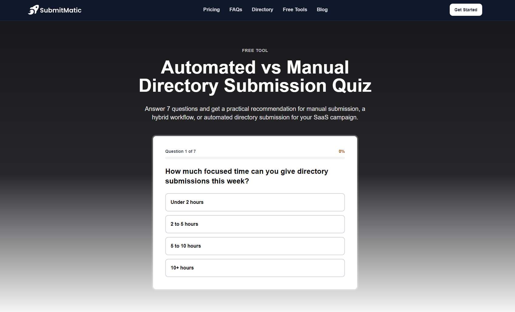 Automated vs Manual Directory Submission Quiz - Product Image